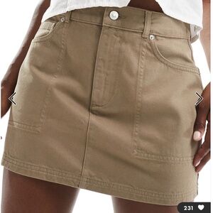 ASOS DESIGN denim mini cargo skirt in sandstorm SIZE 6